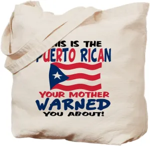 CafePress Puerto Rican Warned You About Tote Bag Natural Canvas Tote Bag, Reusable Shopping Bag