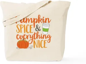CafePress Pumpkin Spice And Everything Nice Tote Bag Reusable Natural Beige Canvas Shopping Bag