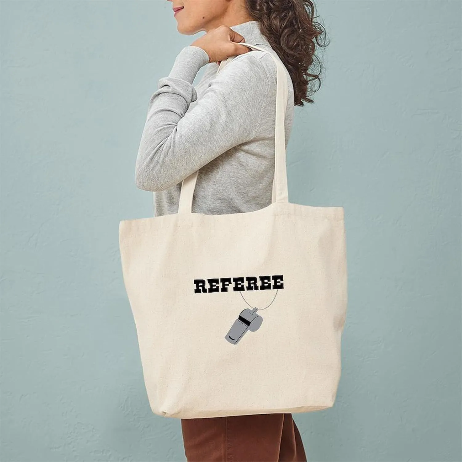 CafePress Referee Whistle Tote Bag Reusable Natural Beige Canvas Shopping Bag