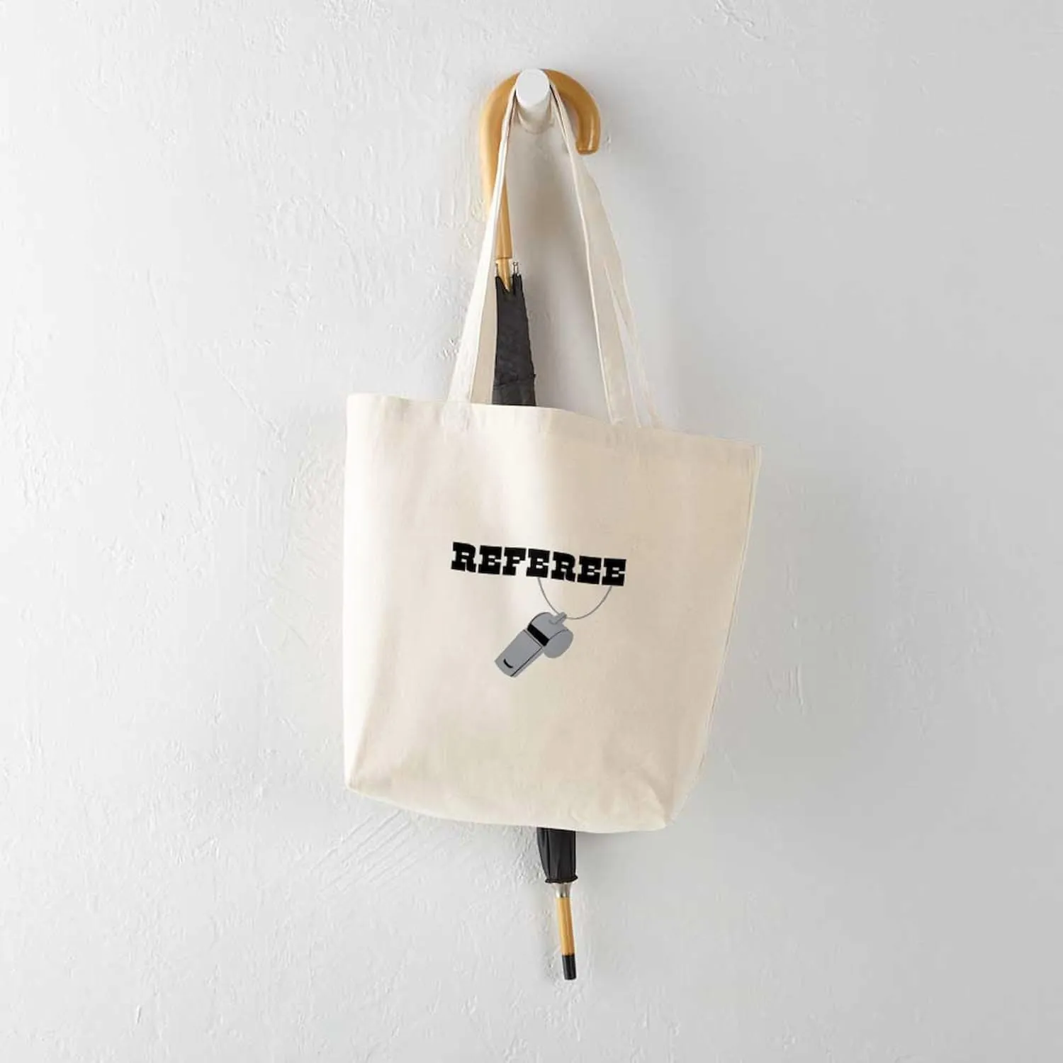 CafePress Referee Whistle Tote Bag Reusable Natural Beige Canvas Shopping Bag