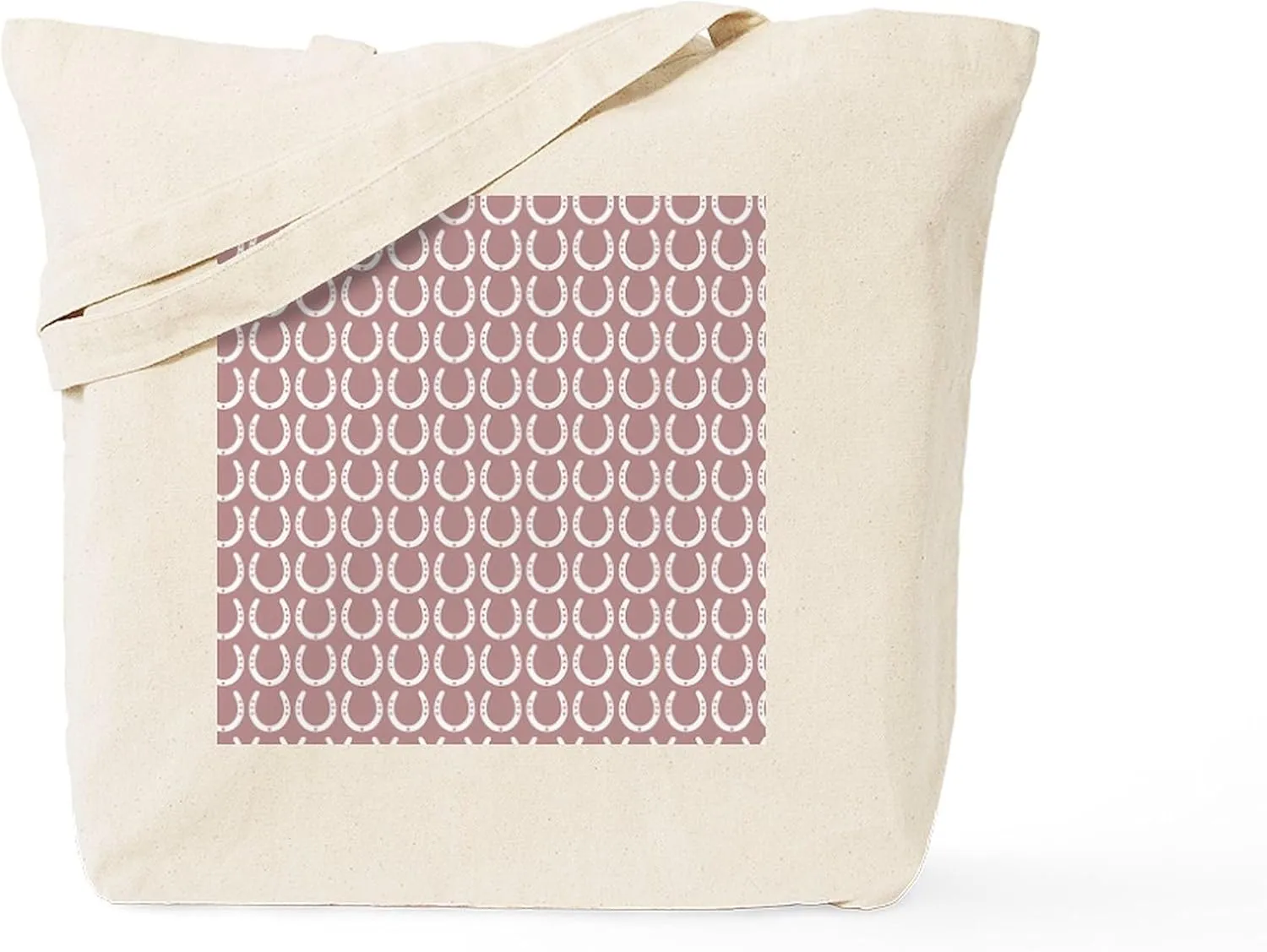CafePress Rosy Brown Horseshoe Pattern Tote Bag Reusable Natural Beige Canvas Shopping Bag
