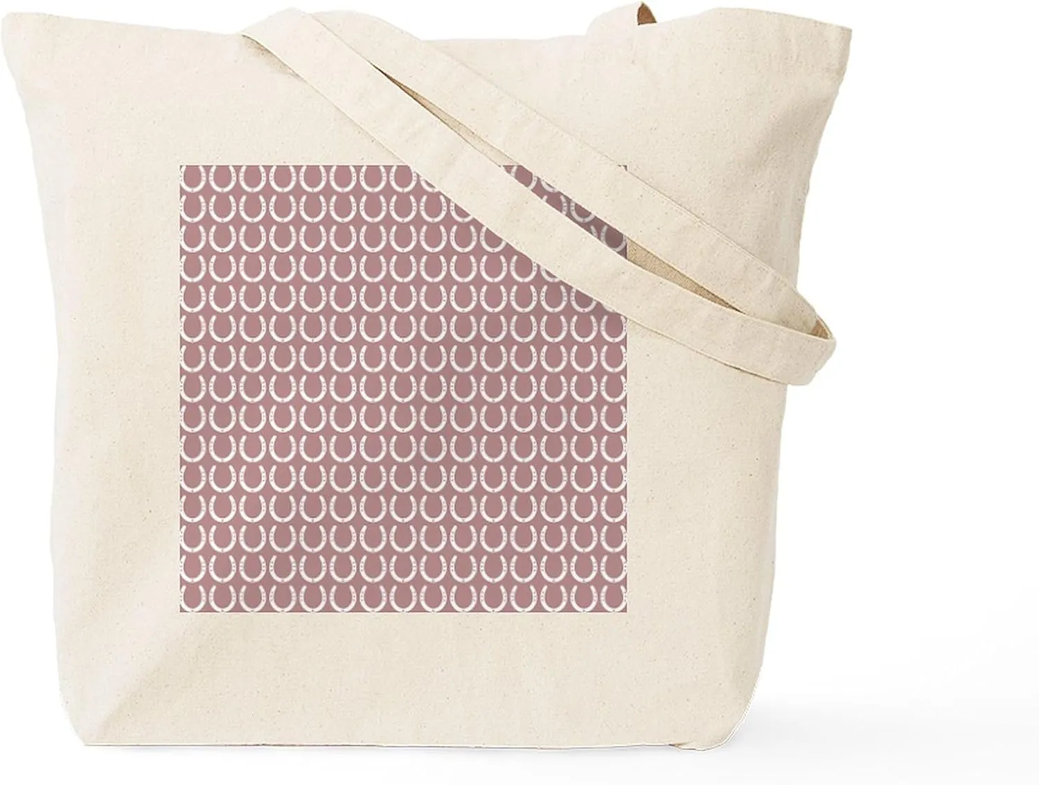 CafePress Rosy Brown Horseshoe Pattern Tote Bag Reusable Natural Beige Canvas Shopping Bag