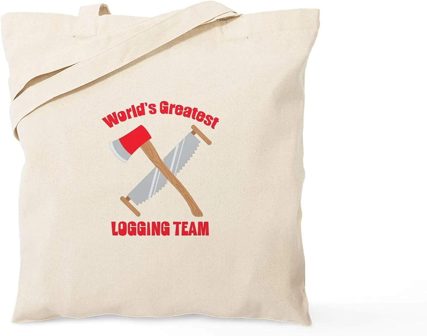 CafePress Saw Axe Lumberjack Logging Team Tote Bag Reusable Natural Beige Canvas Shopping Bag