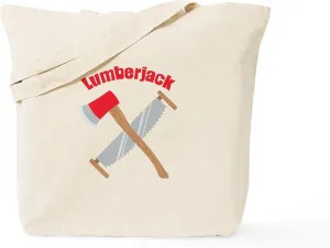 CafePress Saw Axe Lumberjack Logging Tote Bag Reusable Natural Beige Canvas Shopping Bag