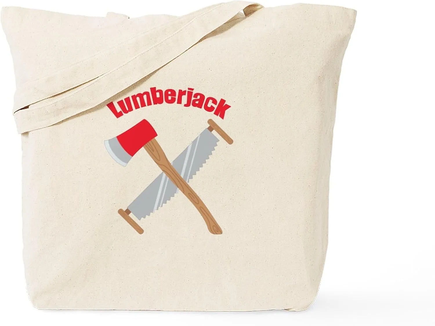 CafePress Saw Axe Lumberjack Logging Tote Bag Reusable Natural Beige Canvas Shopping Bag