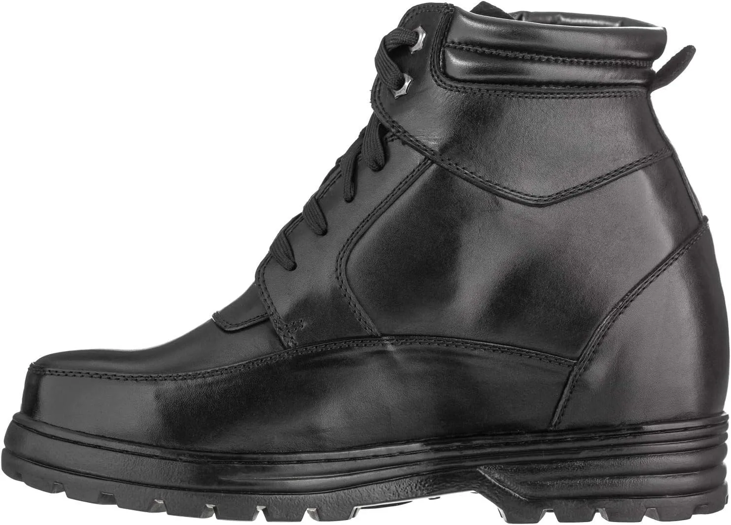 Calden Men's Invisible Height Increasing Elevator Shoes - Black Leather Lace-up Military Boots with Extra Tall - 5.2 Inches Taller - K881801 - Size 9 D(M) US