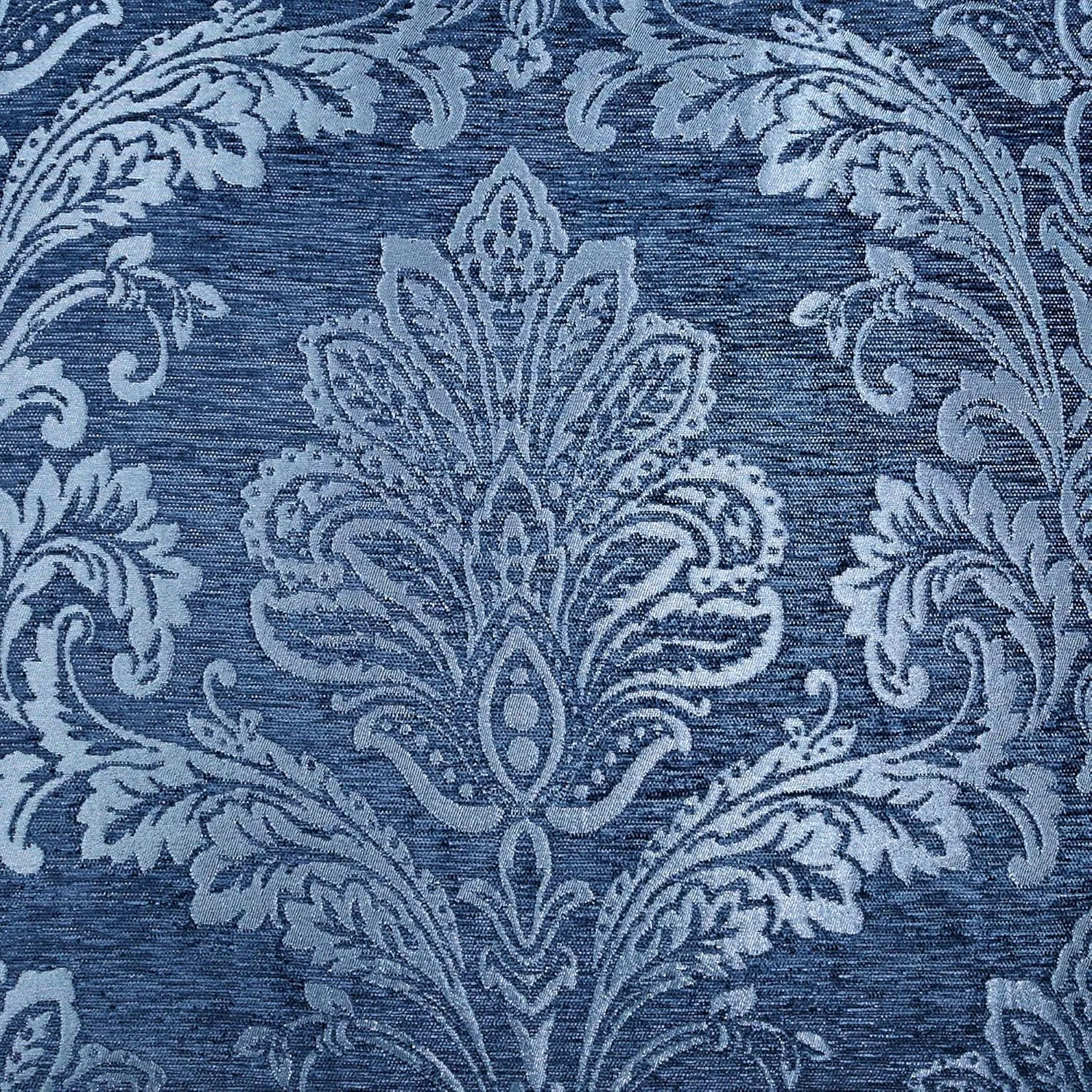 Camelot Luxury Bedding | Calming Navy Blue | Matte Satin Damask on Richly Textured Jacquard-Woven Chenille | 7 Piece Set Includes King Comforter, Bedskirt, 2 King Shams, and 3 Decorative Pillows