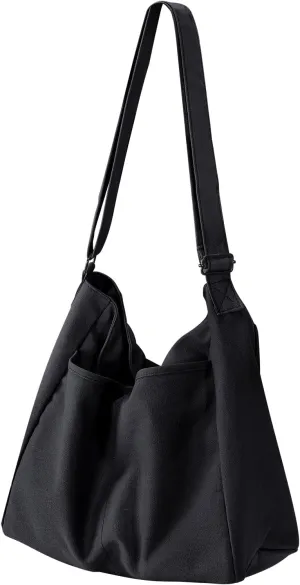 Canvas Crossbody Bag Shoulder Message Bag Large Hobo Tote Bag for Women and Men Work College Bag with Computer Compartment