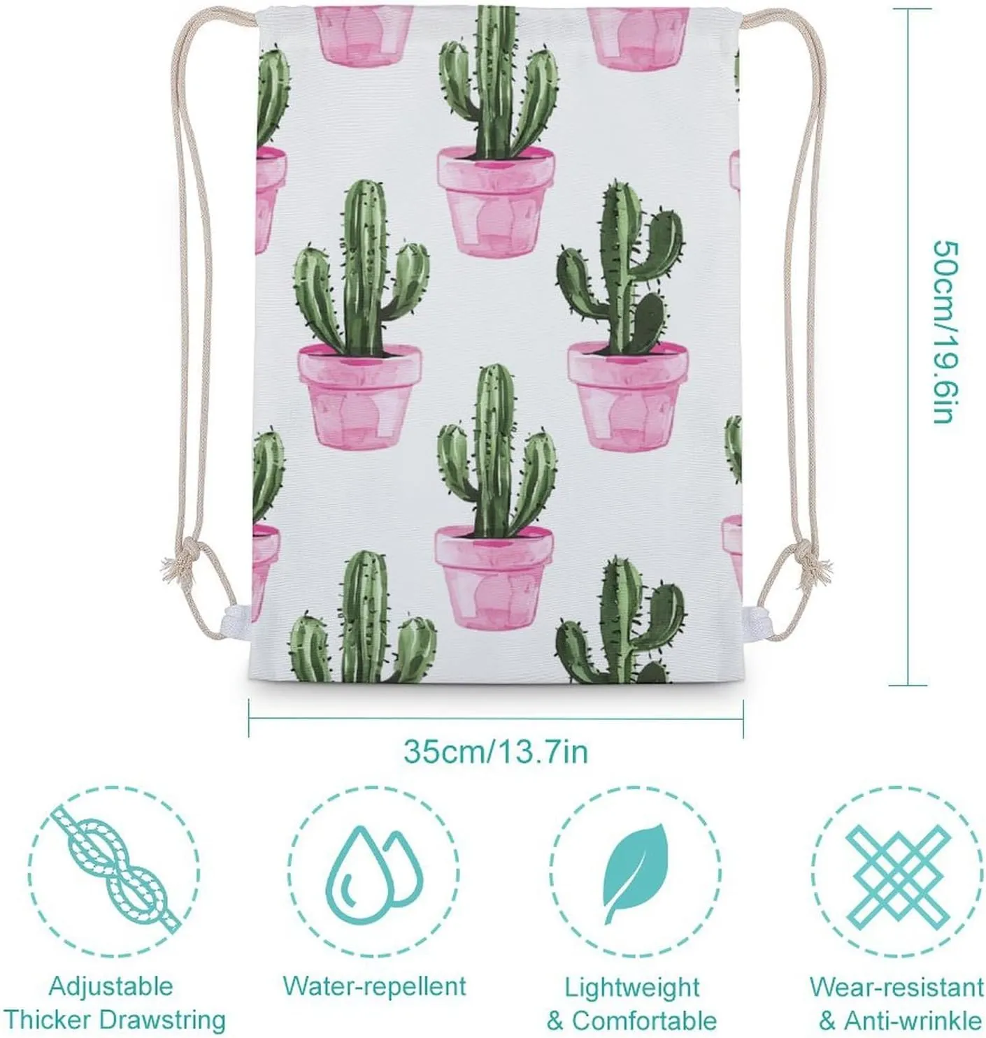 Canvas Drawstring Backpack, Peach Pot Pattern Drawstring Sport Gym Bags for Travel, Work, Yoga & Daily Use