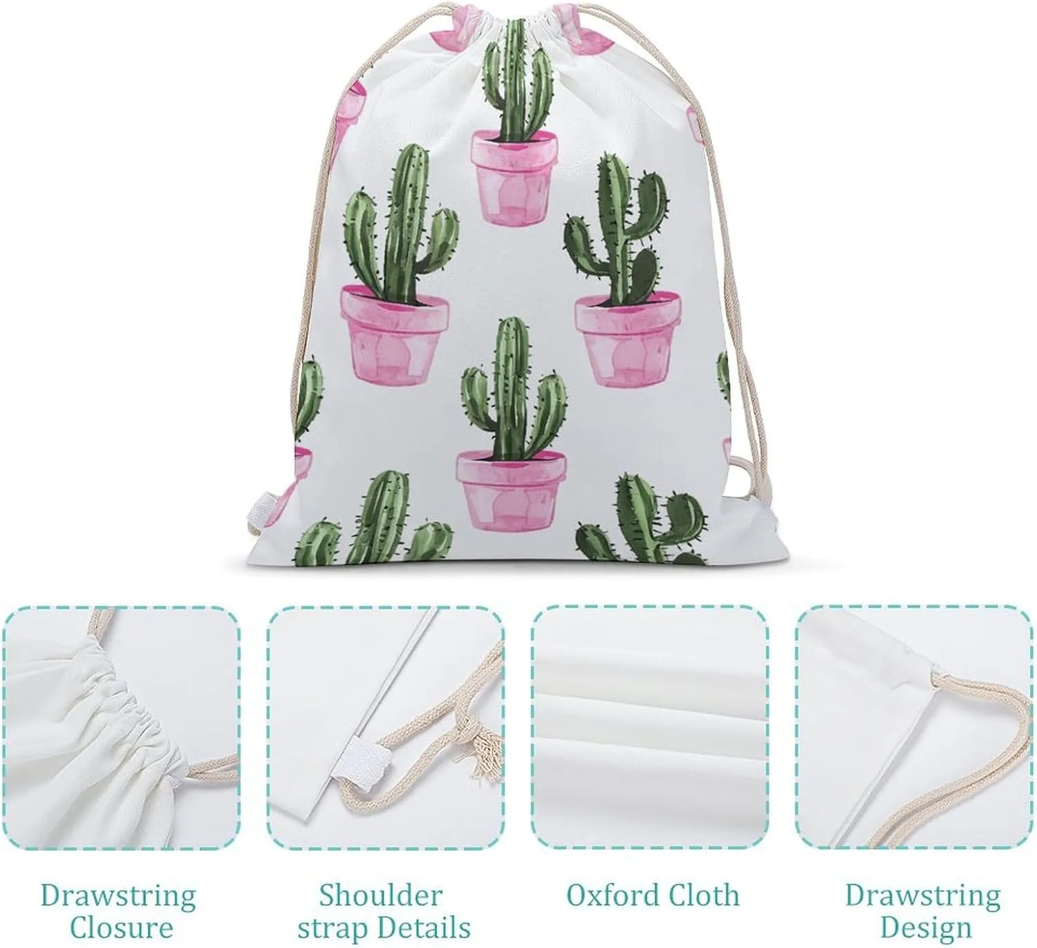 Canvas Drawstring Backpack, Peach Pot Pattern Drawstring Sport Gym Bags for Travel, Work, Yoga & Daily Use