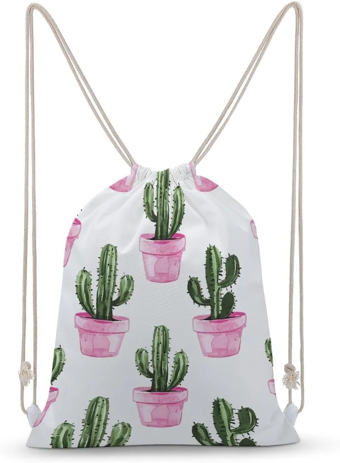 Canvas Drawstring Backpack, Peach Pot Pattern Drawstring Sport Gym Bags for Travel, Work, Yoga & Daily Use