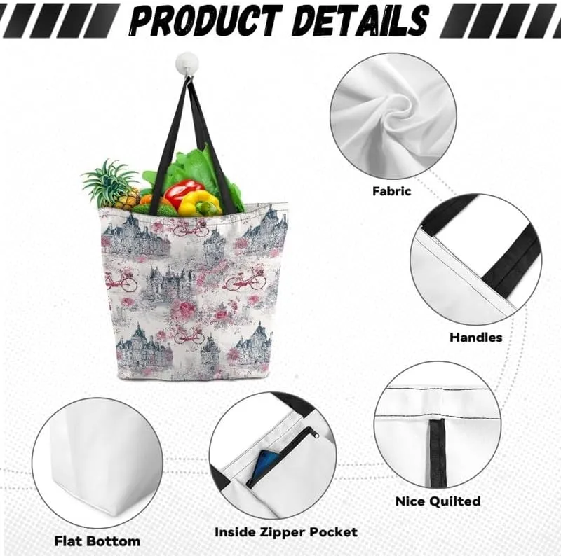 Canvas Grocery Tote Bags Reusable Shopping Bag, Large Tote Shoulder Purse for Work, Gym
