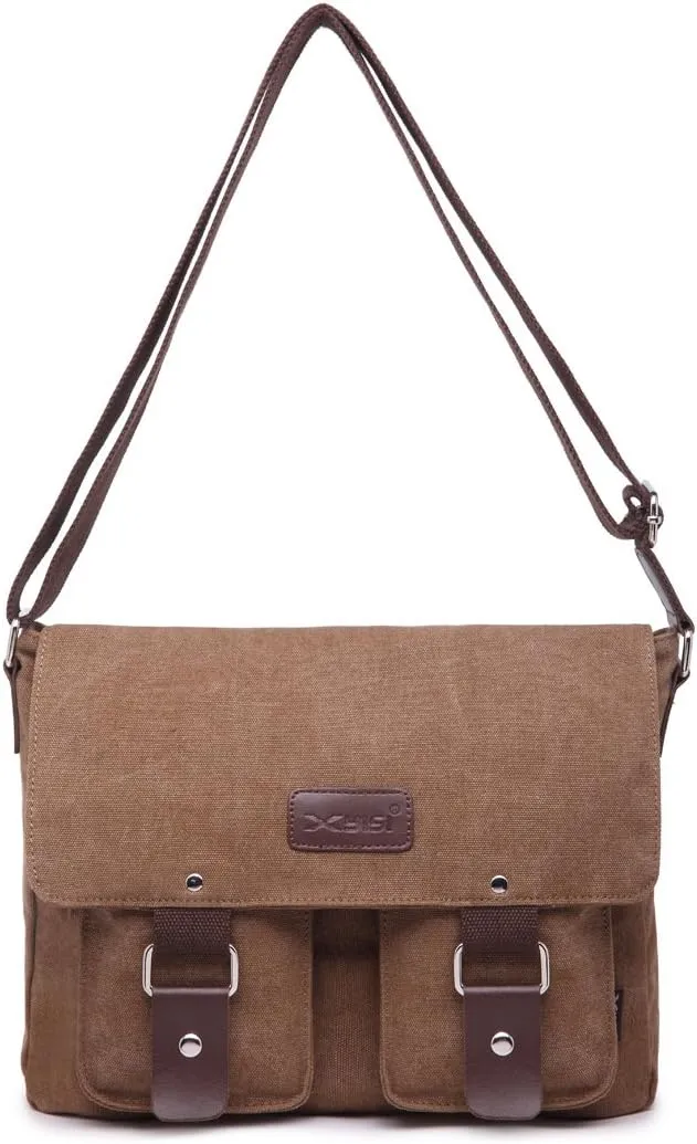 Canvas Messenger Bag for Men & Women - Vintage Shoulder Bag Satchel Bag Laptop Crossbody Campus Work Bag