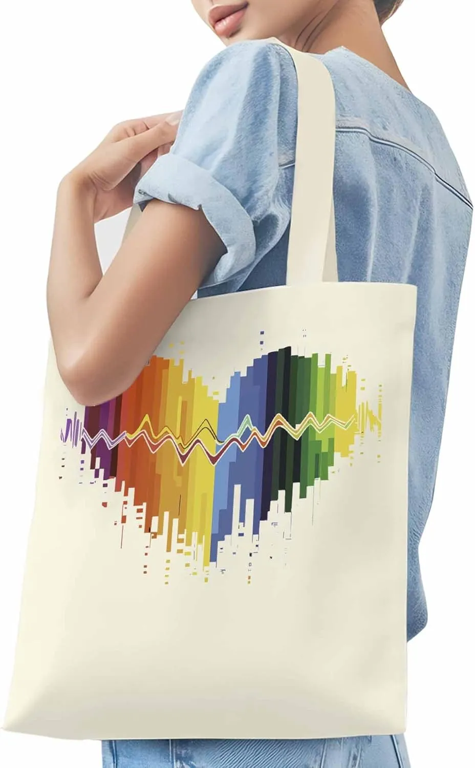 Canvas Tote Bag, Abstract Graffiti Lover Heart Aesthetic Canvas Tote Handbags for Women Shoulder Bag