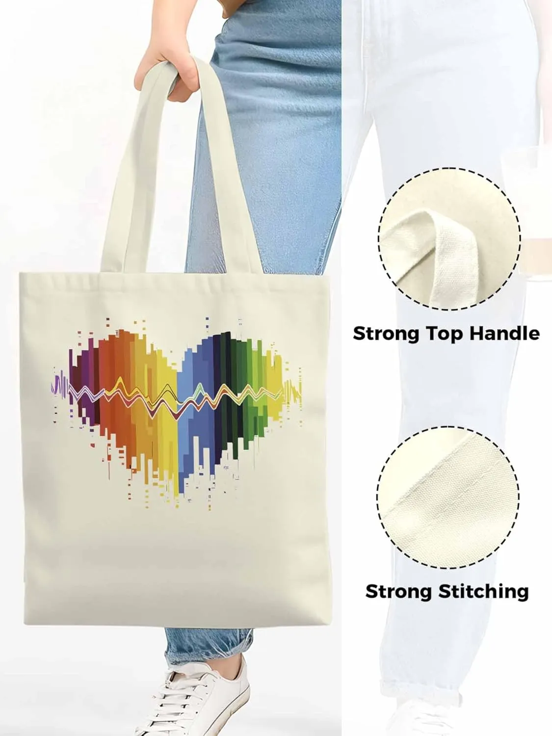 Canvas Tote Bag, Abstract Graffiti Lover Heart Aesthetic Canvas Tote Handbags for Women Shoulder Bag
