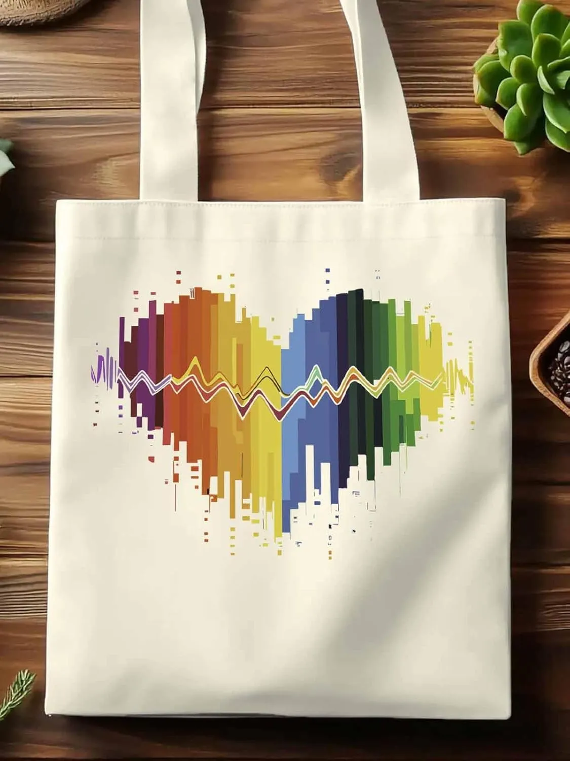 Canvas Tote Bag, Abstract Graffiti Lover Heart Aesthetic Canvas Tote Handbags for Women Shoulder Bag