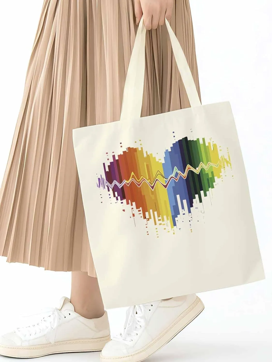 Canvas Tote Bag, Abstract Graffiti Lover Heart Aesthetic Canvas Tote Handbags for Women Shoulder Bag
