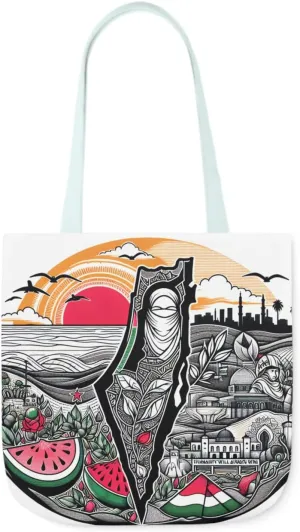 Canvas Tote Bag, Free Palestine Map Flag, Pro-Palestinian Tote, Activist Shoulder Bag, Political Statement Tote, Watermelon