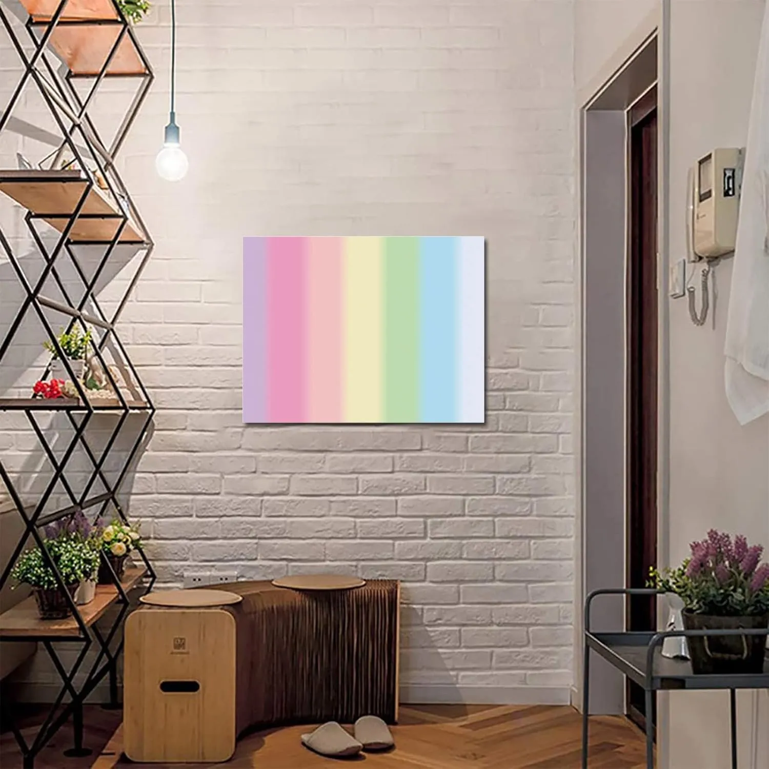 Canvas Wall Art - Candy Rainbow Stripes - Modern Wall Decor Gallery Canvas Wraps Giclee Print Stretched and Framed Ready to Hang - 12" x 16"