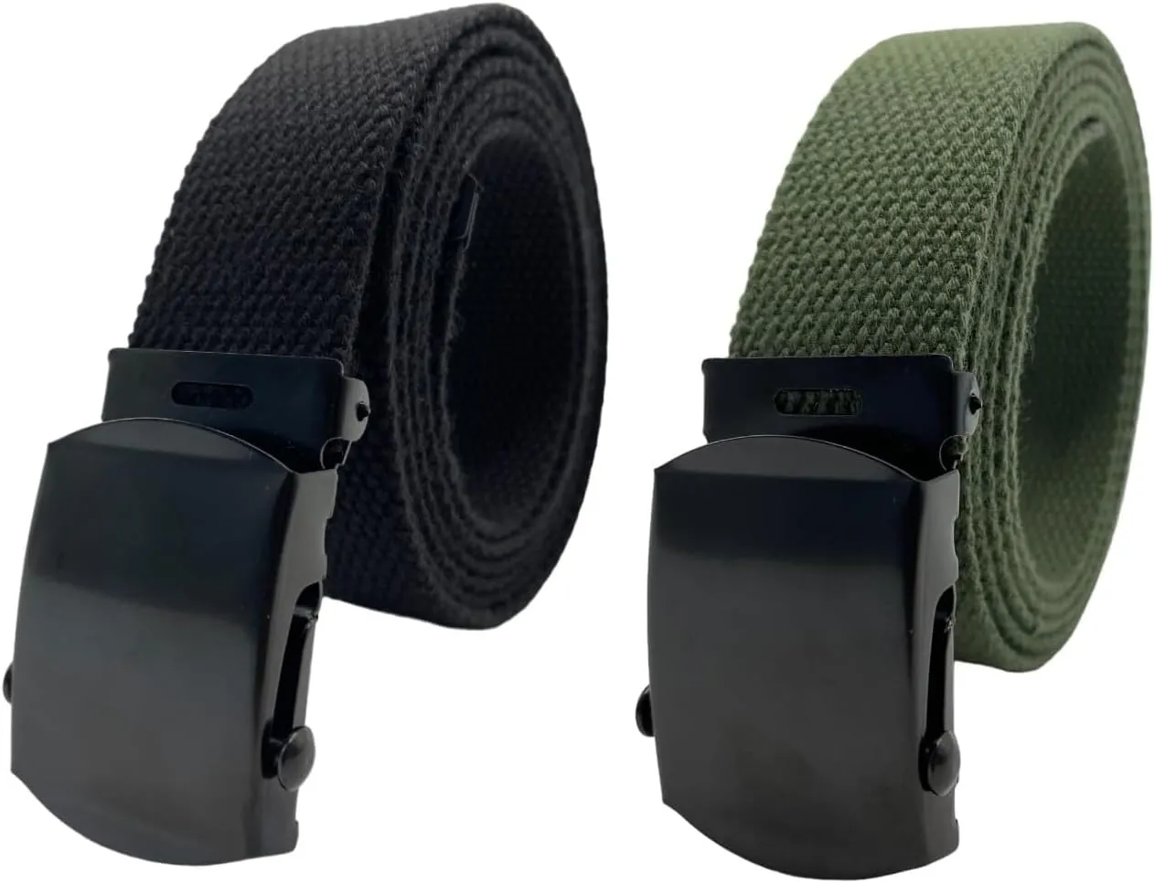 Canvas Web Belt - Military & Golf Belt with Black Buckle, Up to 45" Waist