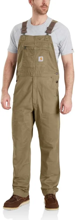 Carhartt mens Rugged Flex Relaxed Fit Canvas Bibs Overalls, Dark Khaki,40W x 32L
