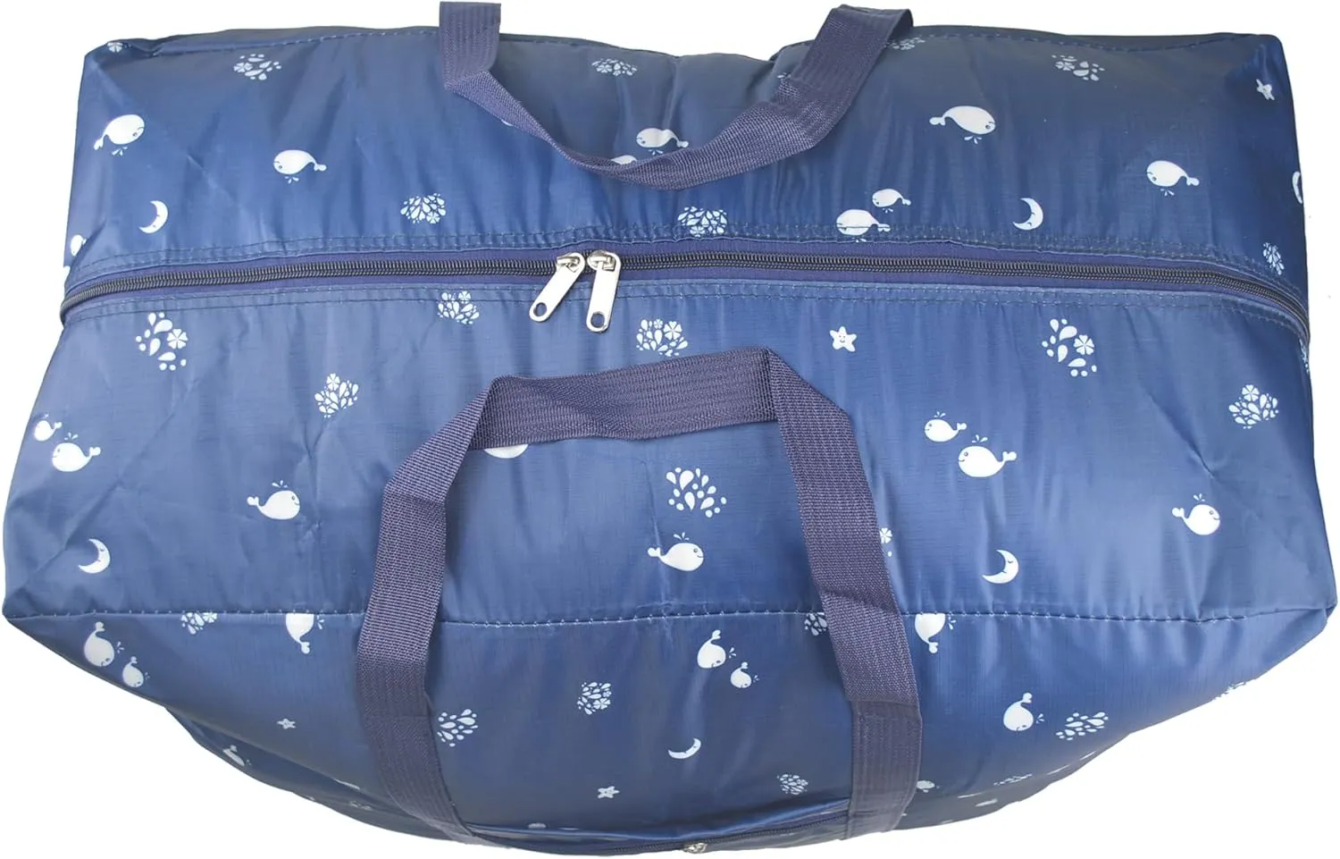 Carry On Water-Resistant Multi-function Duffel bag Collapsible Hand luggage bags for travel Large Lightweight, Storage Bags with Reinforced Handle (90L, Dark blue fish)