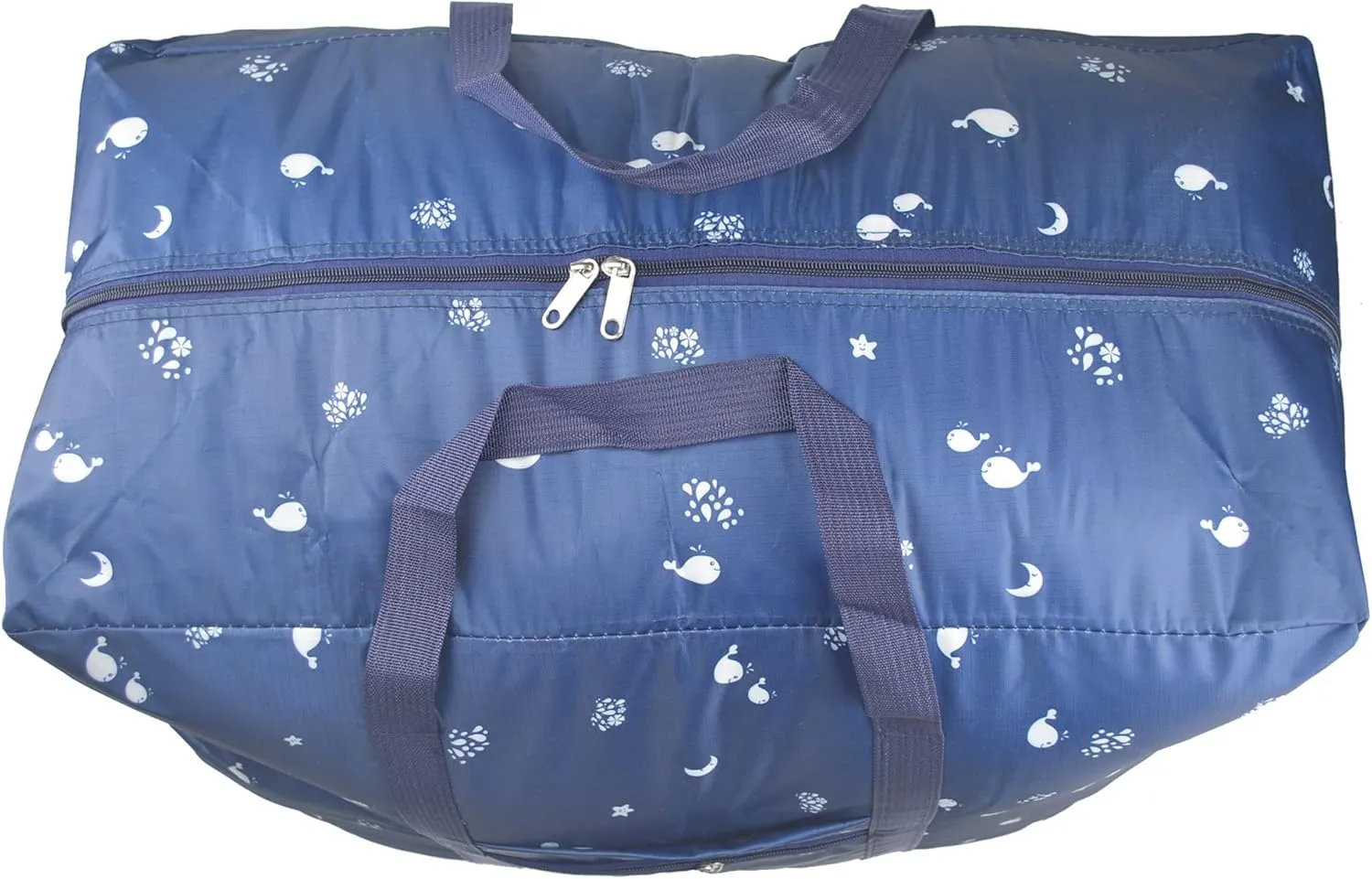 Carry On Water-Resistant Multi-function Duffel bag Collapsible Hand luggage bags for travel Large Lightweight, Storage Bags with Reinforced Handle (90L, Dark blue fish)