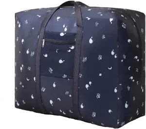 Carry On Water-Resistant Multi-function Duffel bag Collapsible Hand luggage bags for travel Large Lightweight, Storage Bags with Reinforced Handle (90L, Dark blue fish)