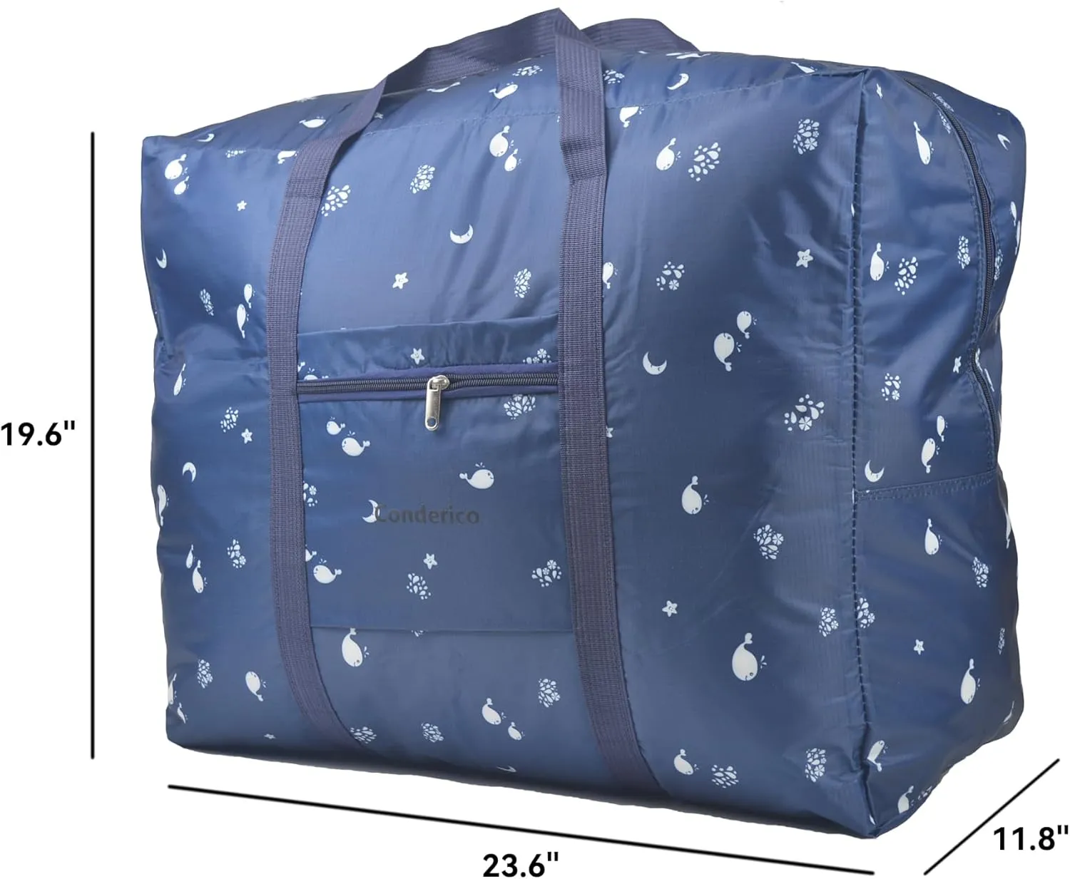 Carry On Water-Resistant Multi-function Duffel bag Collapsible Hand luggage bags for travel Large Lightweight, Storage Bags with Reinforced Handle (90L, Dark blue fish)
