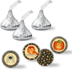 Carve Up Some Fun Pumpkin Carving Themed Halloween Kiss Sticker Labels, 300 0.75" Circle Sticker for Chocolate Drop Kisses by AmandaCreation, Great for Party Favors, Envelope Seals & Goodie Bags
