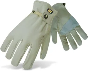 Cat® CAT012110 Grain Cowhide Driver Gloves – ­­­­Large, Double Stitched Gloves in Gunn Cut Design w/ Adjustable Ball, Tape Closure