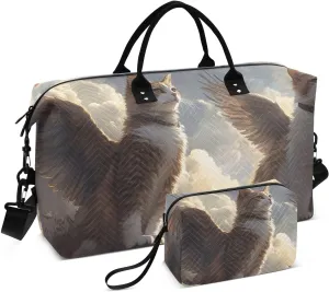 Cat Wing Duffel Bag for Travel Gym Sport, Weekender Travel Bags Carry on Overnight Bag