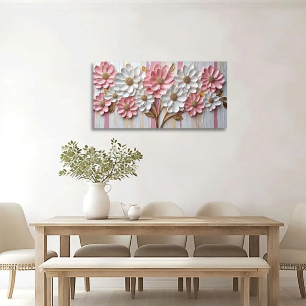 CGXLB Soft Pink Floral Wall Art White Blossom Painting Spring Botanical Canvas Picture Romantic Home Decor for Living room Bedroom Nursery Dining Room, 3pcs 20"x40"