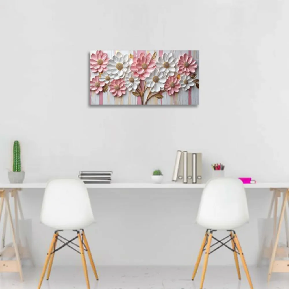 CGXLB Soft Pink Floral Wall Art White Blossom Painting Spring Botanical Canvas Picture Romantic Home Decor for Living room Bedroom Nursery Dining Room, 3pcs 20"x40"