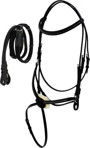 CHALLENGER Horse English Figure Eight Brown Leather Jumping Hunter Bridle Reins 805EB05
