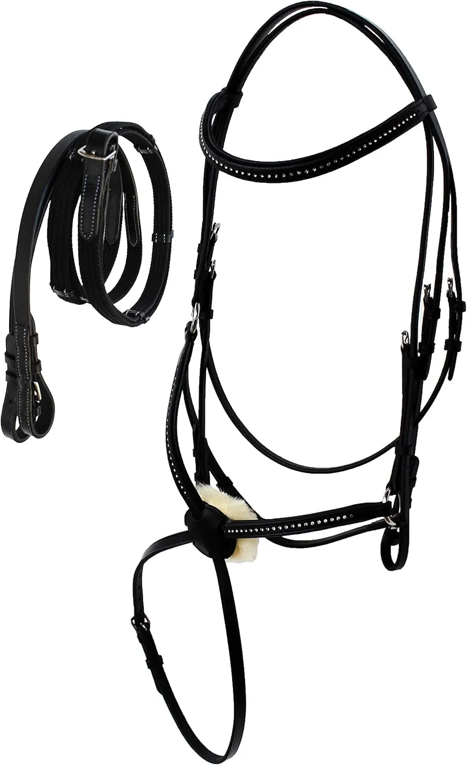 CHALLENGER Horse English Figure Eight Brown Leather Jumping Hunter Bridle Reins 805EB05