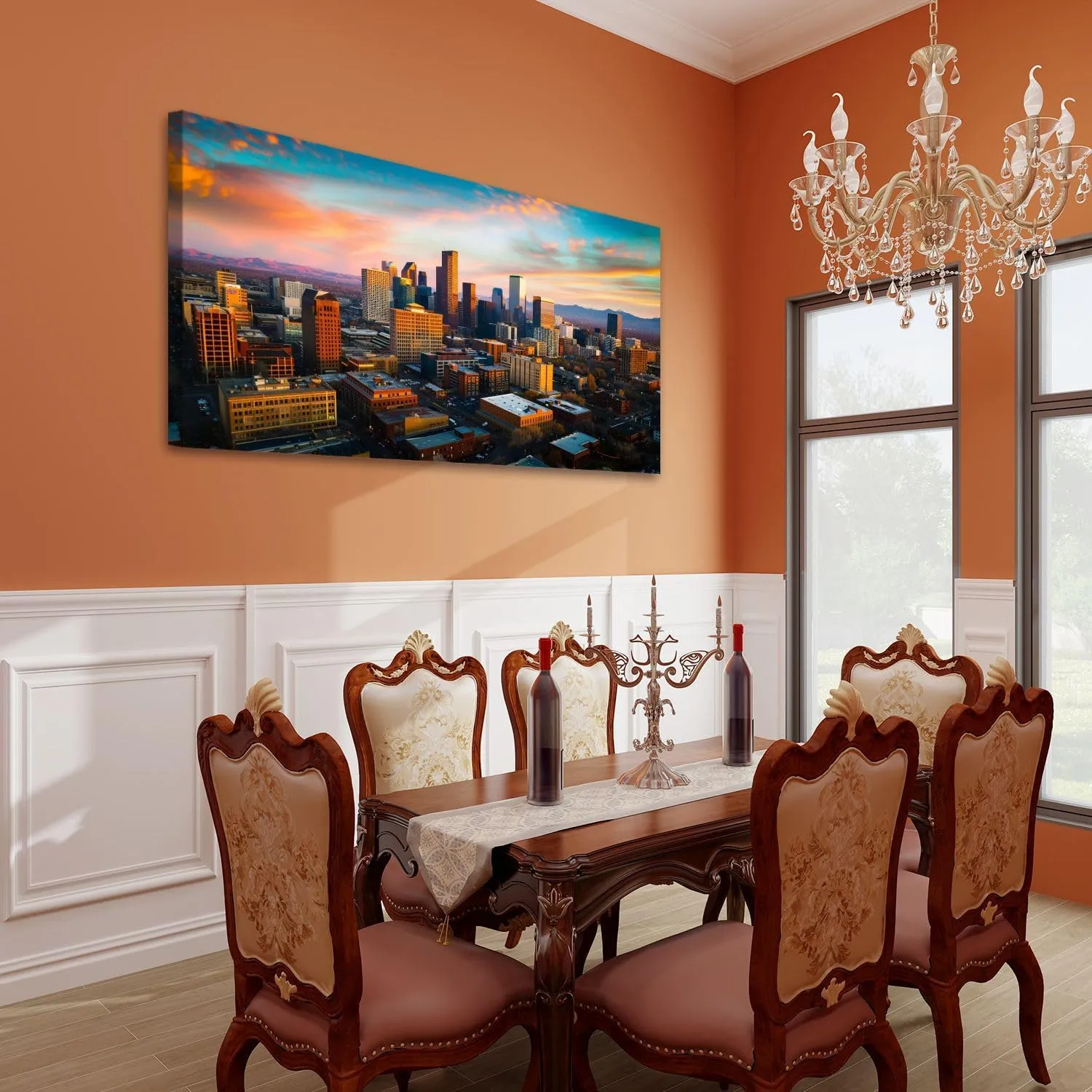 CHAUSSUREBAR Large Canvas Wall Art Alpine Glow Denver Sunrise Canvas Art Prints Pictures Wall Decor Living Room Wall Paintings for Bedroom Bathroom 20" x 40"