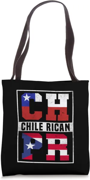 Chile Rican Roots Chile and Puerto Rico Mix Chilean Boricua Tote Bag