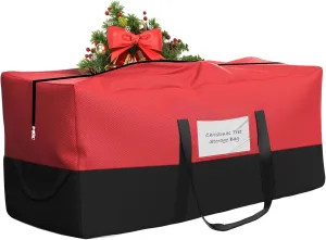 Christmas Tree Bag,Fits Up 8 Ft Tall Artificial Trees,600D Oxford Material,Heavy Duty Tree Bag,Dampproof Storage Bag with Durable Reinforced Handles & Dual Zipper&Transparent Pocket