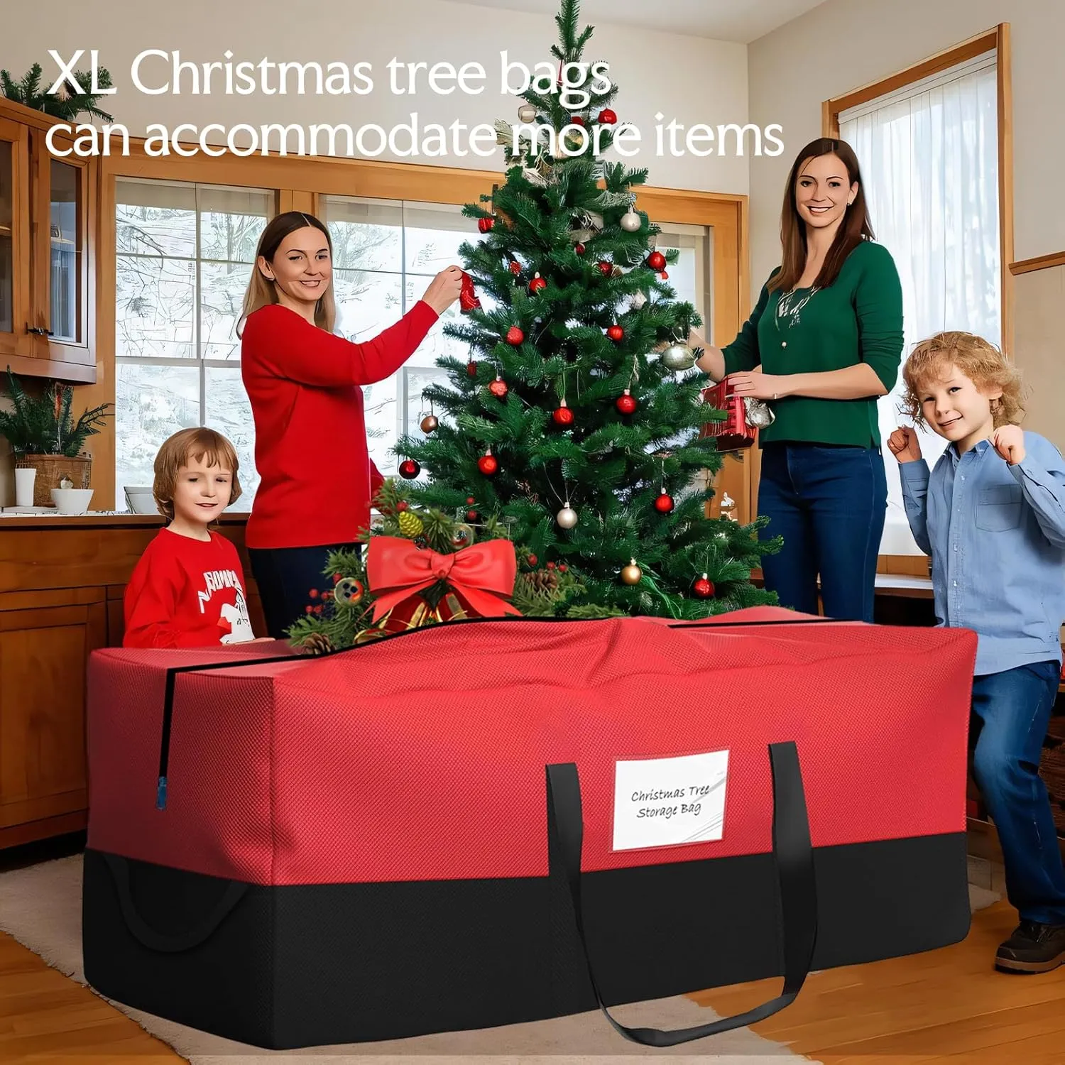 Christmas Tree Bag,Fits Up 8 Ft Tall Artificial Trees,600D Oxford Material,Heavy Duty Tree Bag,Dampproof Storage Bag with Durable Reinforced Handles & Dual Zipper&Transparent Pocket