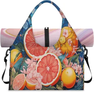 Citrus Flower Blend Waterproof Gym Bag for Men Women, Sports Duffel Bag with Shoe Compartment Yoga Mat Holder, Portable Large Travel Bag for Fitness, Camping, Weekend Trips