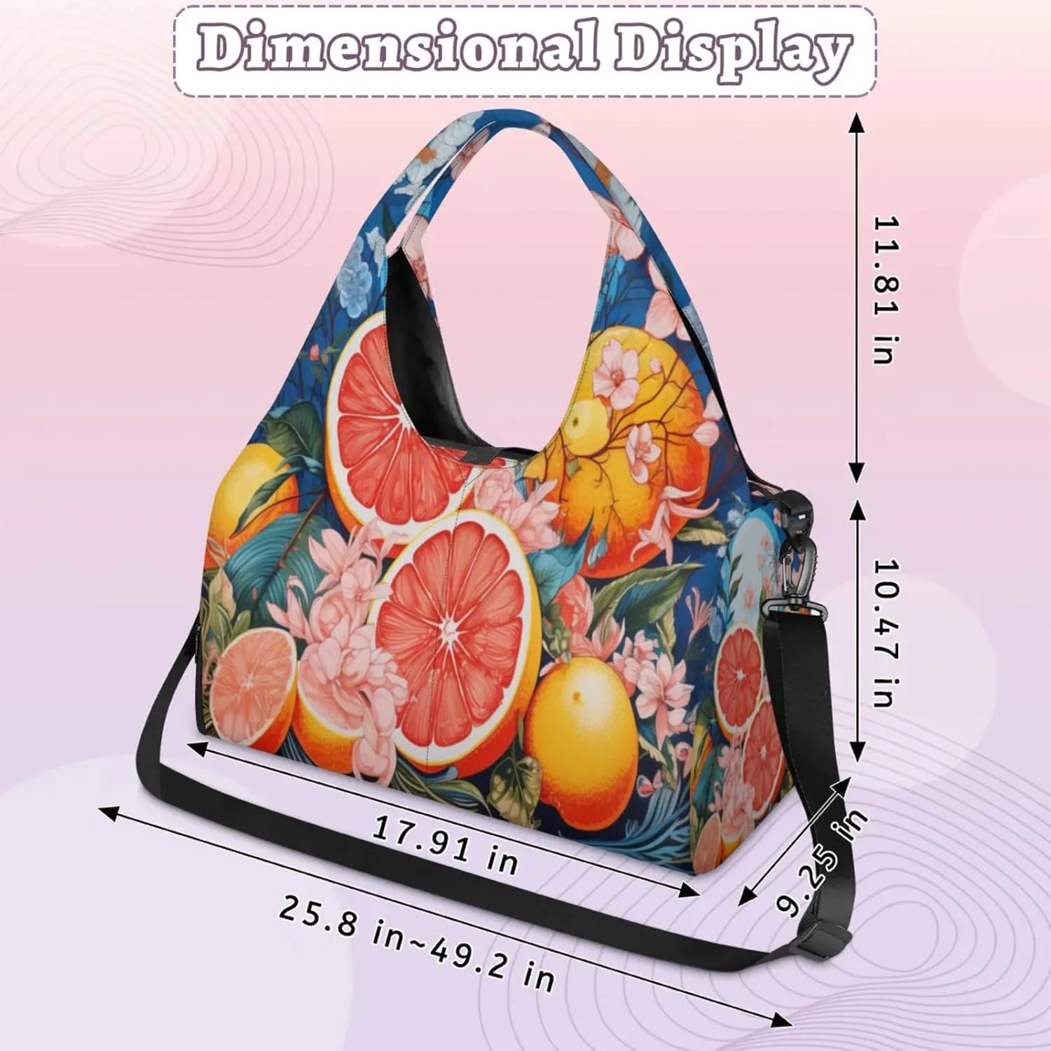 Citrus Flower Blend Waterproof Gym Bag for Men Women, Sports Duffel Bag with Shoe Compartment Yoga Mat Holder, Portable Large Travel Bag for Fitness, Camping, Weekend Trips