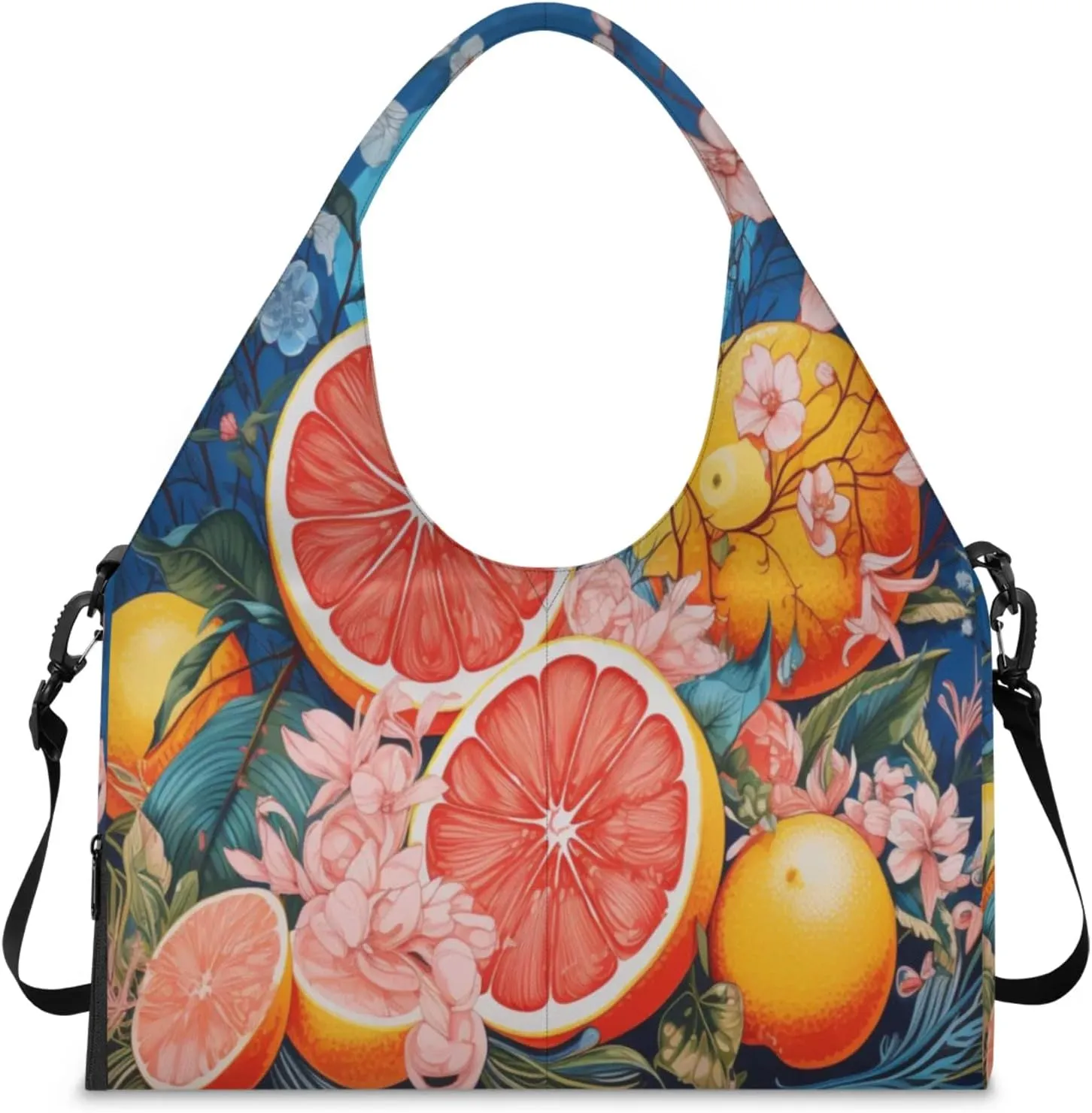 Citrus Flower Blend Waterproof Gym Bag for Men Women, Sports Duffel Bag with Shoe Compartment Yoga Mat Holder, Portable Large Travel Bag for Fitness, Camping, Weekend Trips