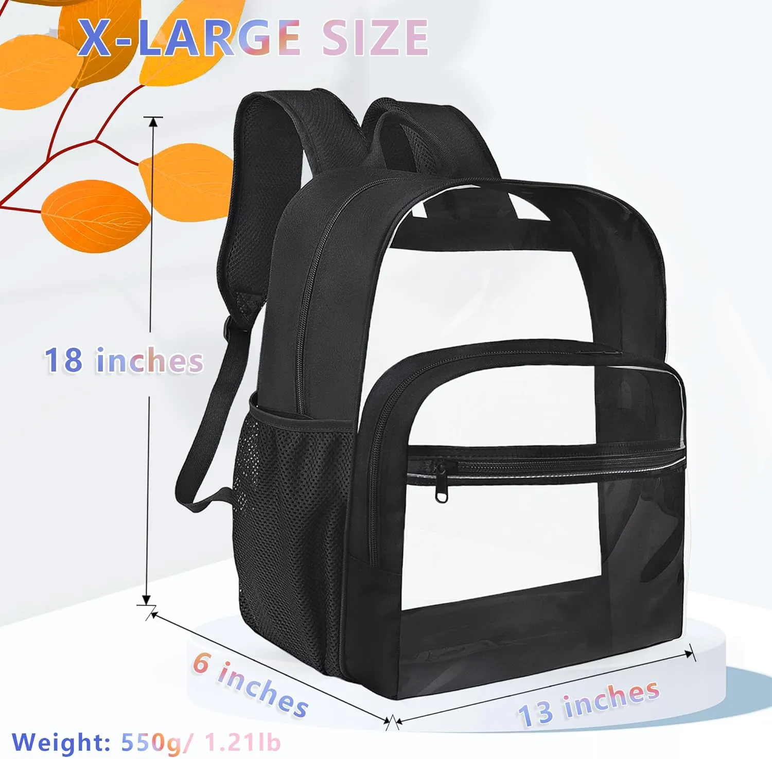 Clear Backpack for School, Heavy Duty Transparent Backpack with 0.6 mm PVC Bookbag 18 inch Clear Bags, Pink