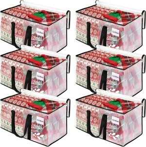 Clear Heavy Duty Extra Large Moving Bags, Reinforced Handle and Double Zipper Storage Bags for Packing Essentials (6 Packs)