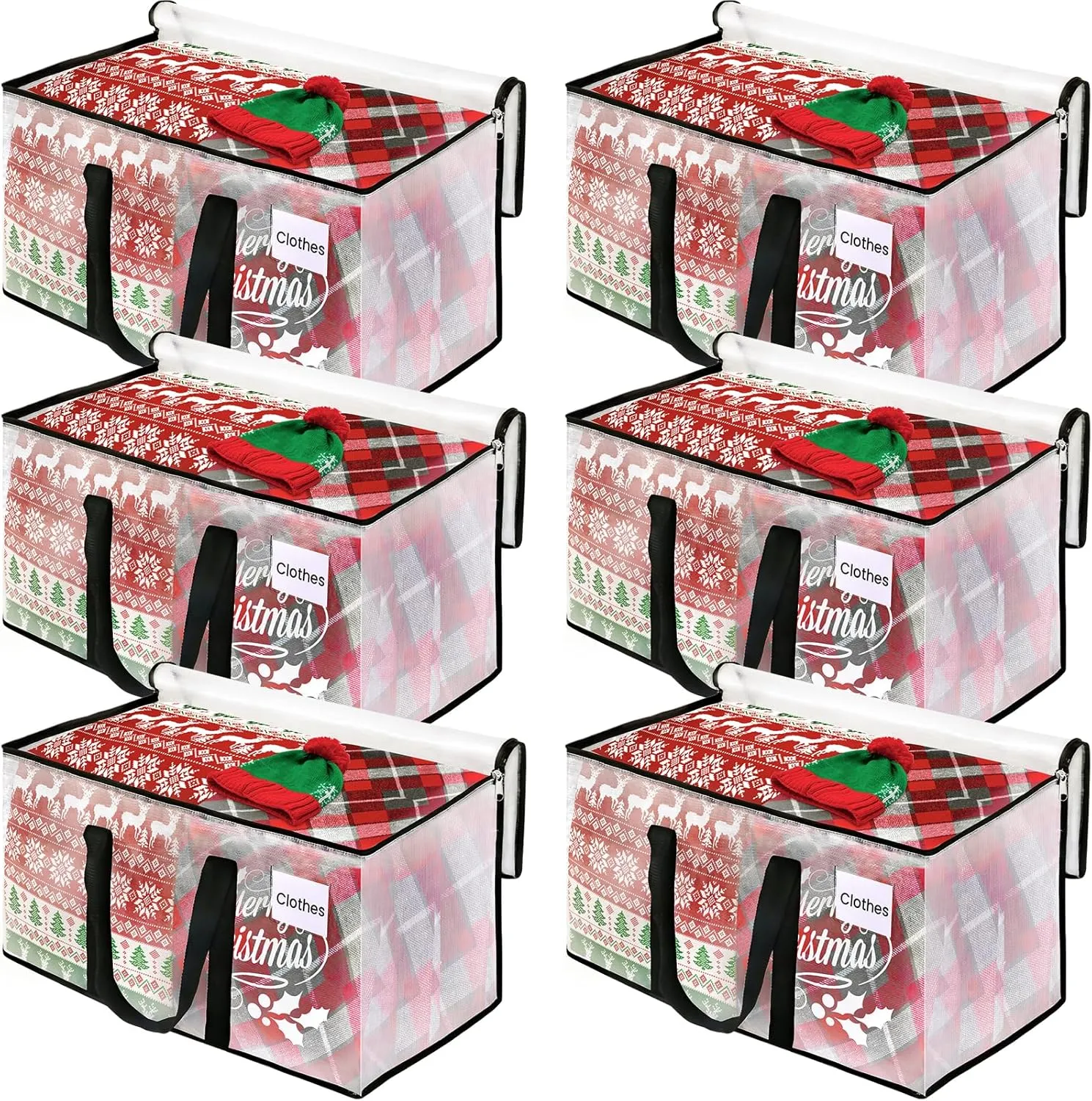 Clear Heavy Duty Extra Large Moving Bags, Reinforced Handle and Double Zipper Storage Bags for Packing Essentials (6 Packs)