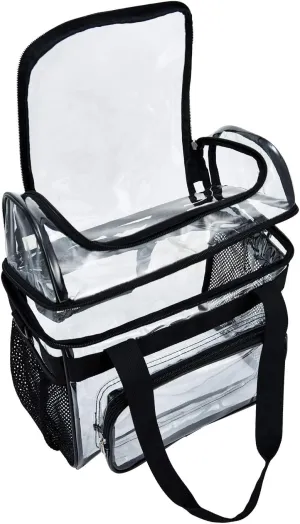 Clear Lunch Bag Heavy-Duty Tote - Double Purse for Work Concert Correctional Officers Stadium Women 12x6x12 Black