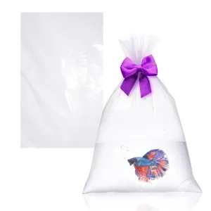 Clear Plastic Fish Bags, 10 x 24 Inches. Pack of 100 Fish Shipping Bags for Sea Creatures & Vegetation. Durable Transparent Poly Bag, 2 Mil Thick. Leak Proof Clear Bag with Reinforced Seams