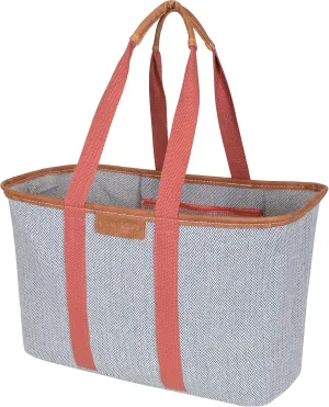 CleverMade Collapsible LUXE Tote - Rose Herringbone 1 Pack 30L / 8 Gal - Reusable Grocery Shopping Storage Bag Organizer w/ Handles Reinforced Bottom