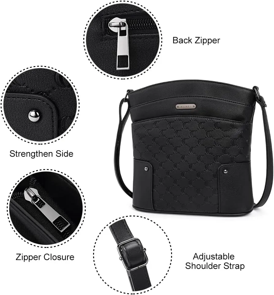 CLUCI Crossbody Bags for Women Leather Purse Travel Vacation Triple Pockets Vintage Handbags Shoulder Bags